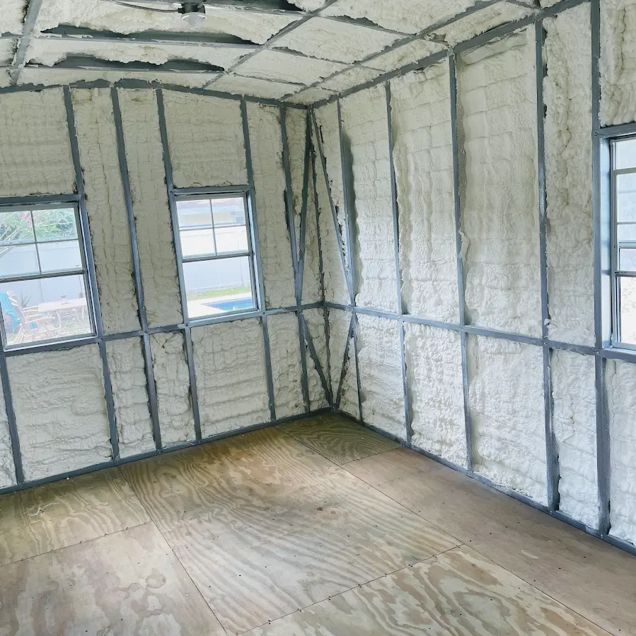 Closed-cell spray foam insulation applied to wall cavities in a residential project in Chino Hills