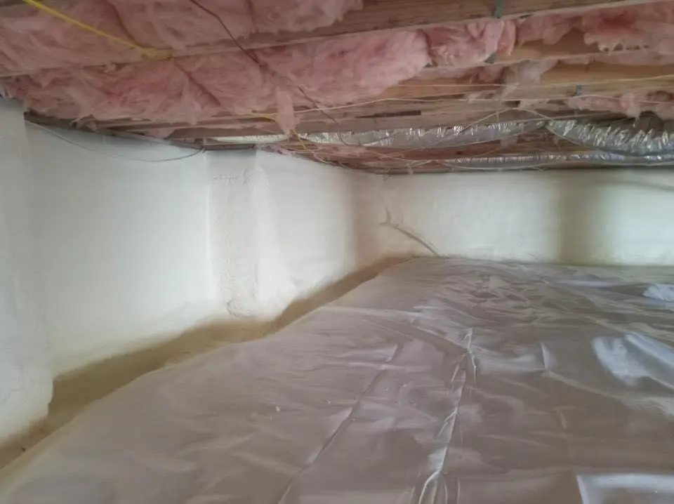 Crawl space encapsulation with closed-cell spray foam for Attic Insulation in Chino Hills
